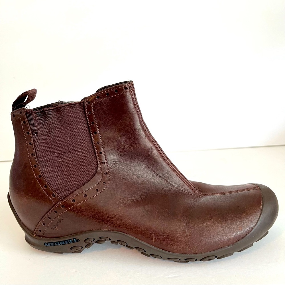 Merrell Plaza Mid Deep Mahogany Waterproof Brown Boots Size 8